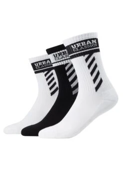 URBAN CLASSICS Sporty Logo Socks 3 Pack - Sokken - White/Black -Urban Classics c4dcf8c58d7449af958427e23bd60f7f