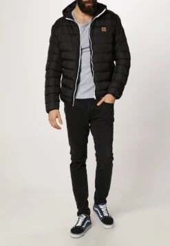 URBAN CLASSICS Basic Bubble Jacket - Winterjas - Black/White/Black