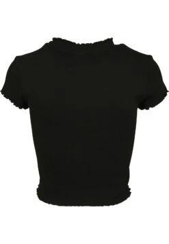 URBAN CLASSICS Ladies Cropped Rib Tee - Blouse - Black -Urban Classics c9fe310ff2334714bae380dff7d4b9ee