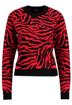 URBAN CLASSICS Ladies Short Tiger Sweater - Trui - Black/Firered -Urban Classics ca16bafcd09d48e0ab8f317200ca52b1