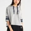 URBAN CLASSICS Ladies Taped Short Sleeve Hoody - Hoodie - Grey/Navy