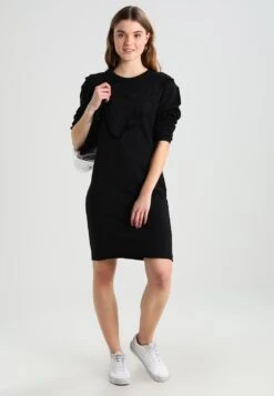 URBAN CLASSICS Ladies Terry Volant Dress - Jurk - Black -Urban Classics cbf9f7495c6d44fa84ede277721a6033