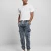 URBAN CLASSICS Jeans Tapered Fit - Light Skyblue Acid Washed