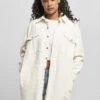 URBAN CLASSICS Ladies Long Corduroy Overshirt - Overhemdblouse - Whitesand