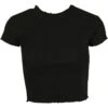 URBAN CLASSICS Ladies Cropped Rib Tee - Blouse - Black
