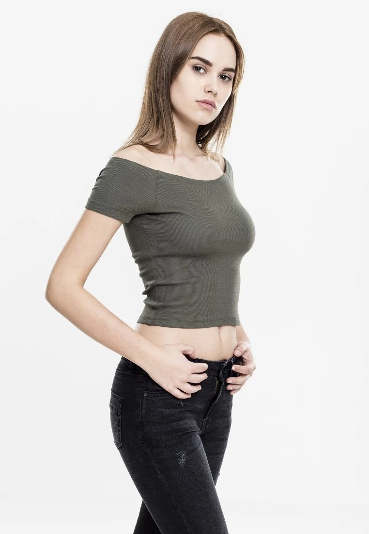 URBAN CLASSICS Off Shoulder - T-Shirt Basic - Olive 5 URBAN CLASSICS Off Shoulder - T-Shirt Basic - Olive - Afbeelding 3