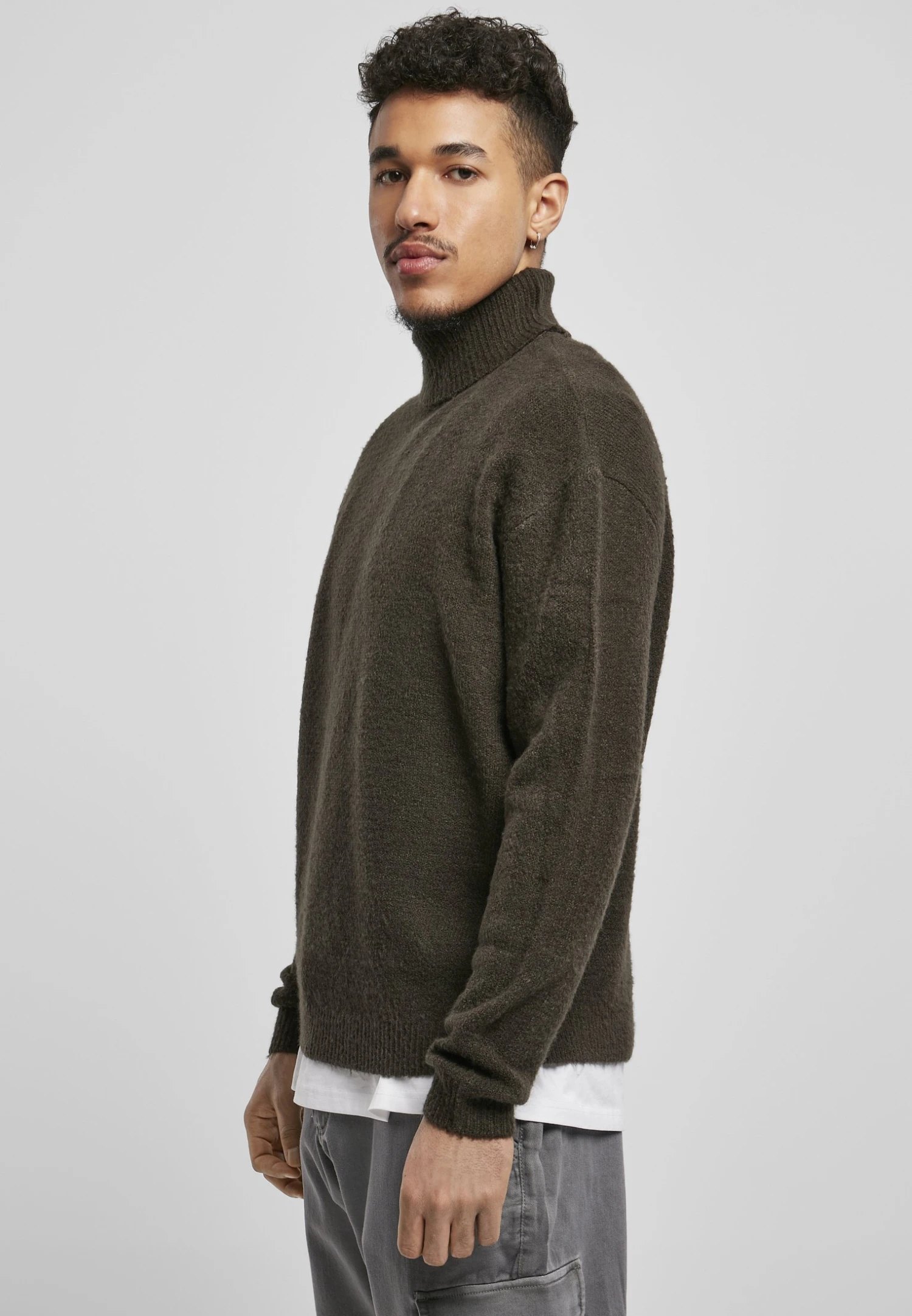 URBAN CLASSICS Oversized Roll Neck Sweater - Trui - Blackbird 6 URBAN CLASSICS Oversized Roll Neck Sweater - Trui - Blackbird - Afbeelding 4