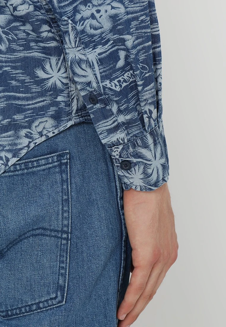 URBAN CLASSICS Printed Palm - Overhemd - Light Blue Wash 8 URBAN CLASSICS Printed Palm - Overhemd - Light Blue Wash - Afbeelding 6