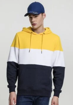 URBAN CLASSICS 3-Tone Hoody - Hoodie - Chrome Yellow/White/Navy