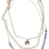 URBAN CLASSICS Pack 3 Flower Bead Various Layering - Ketting - Gold