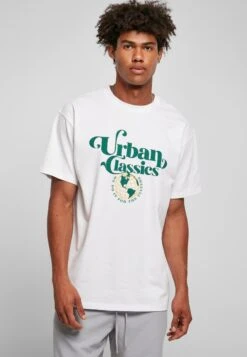 URBAN CLASSICS Organic Globe Logo Tee - T-Shirt Print - White