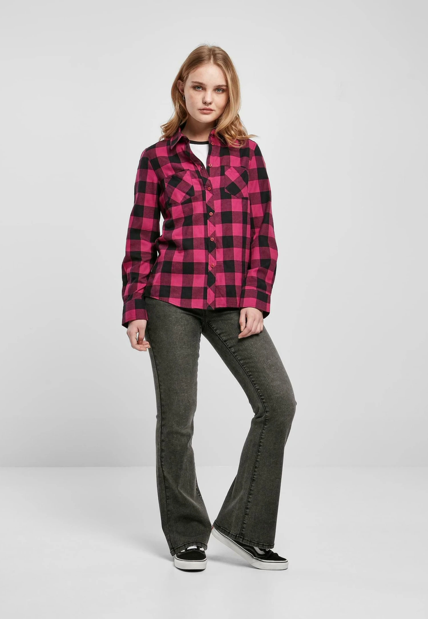 URBAN CLASSICS Overhemdblouse - Wildviolet Black 4 URBAN CLASSICS Overhemdblouse - Wildviolet Black - Afbeelding 2