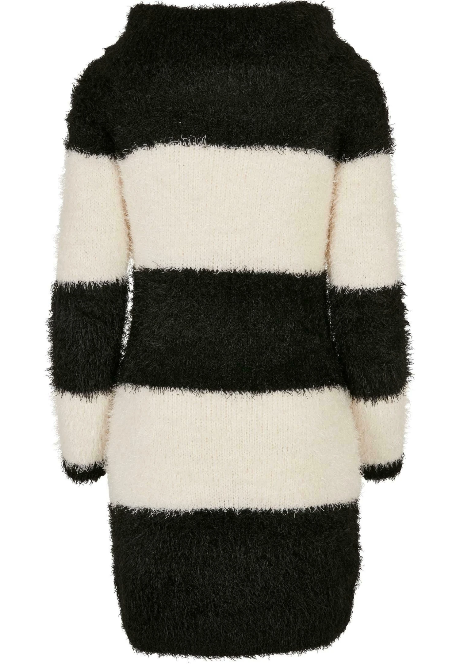 URBAN CLASSICS Off Shoulder- Gebreide Jurk - Black/Whitesand 4 URBAN CLASSICS Off Shoulder- Gebreide Jurk - Black/Whitesand - Afbeelding 2