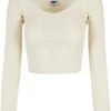 URBAN CLASSICS Short Rib Wide V Neck Longsleeve - Longsleeve - Whitesand