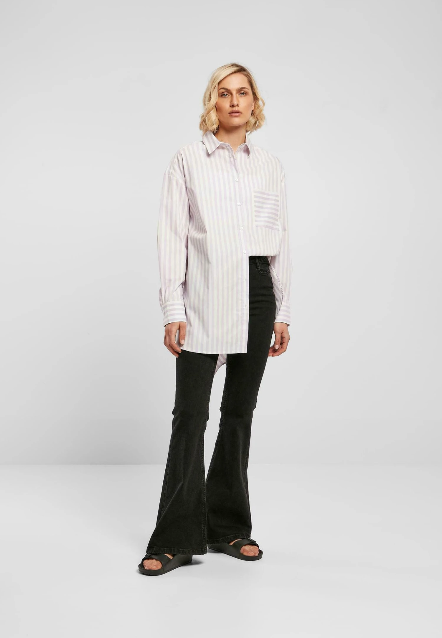 URBAN CLASSICS Overhemdblouse - White Lilac 4 URBAN CLASSICS Overhemdblouse - White Lilac - Afbeelding 2