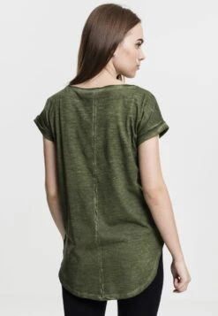 URBAN CLASSICS Ladies Long Back Shaped Spray Dye Tee - T-Shirt Basic - Olive -Urban Classics e074010ec6764fffaa3160b68de4ebd3