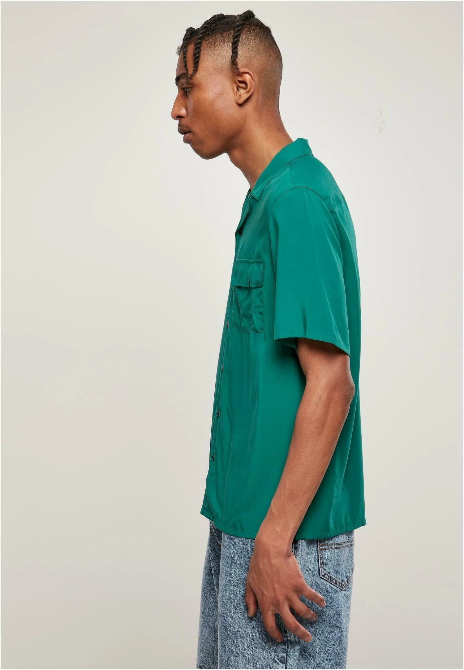 URBAN CLASSICS Viscose Camp Shirt - Overhemd - Green 7 URBAN CLASSICS Viscose Camp Shirt - Overhemd - Green - Afbeelding 5