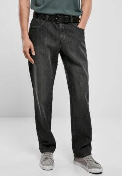 URBAN CLASSICS Loose Fit - Straight Leg Jeans - Real Black Washed