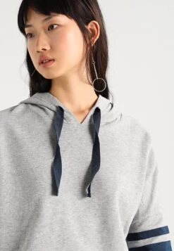 URBAN CLASSICS Ladies Taped Short Sleeve Hoody - Hoodie - Grey/Navy -Urban Classics e837433130a64041993ecc3f3b036174