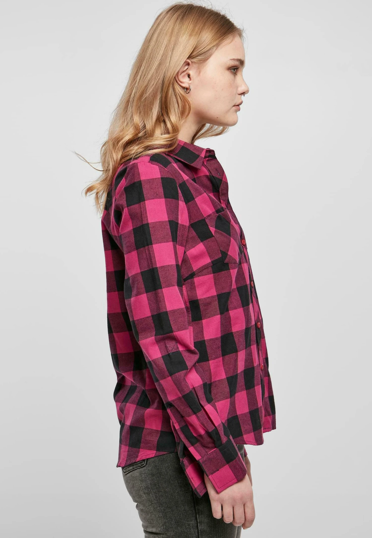 URBAN CLASSICS Overhemdblouse - Wildviolet Black 6 URBAN CLASSICS Overhemdblouse - Wildviolet Black - Afbeelding 4