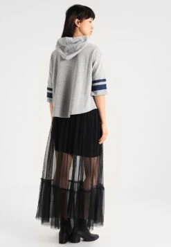 URBAN CLASSICS Ladies Taped Short Sleeve Hoody - Hoodie - Grey/Navy -Urban Classics ec34b42693ca4112b2f41b541283d1be