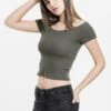 URBAN CLASSICS Off Shoulder - T-Shirt Basic - Olive