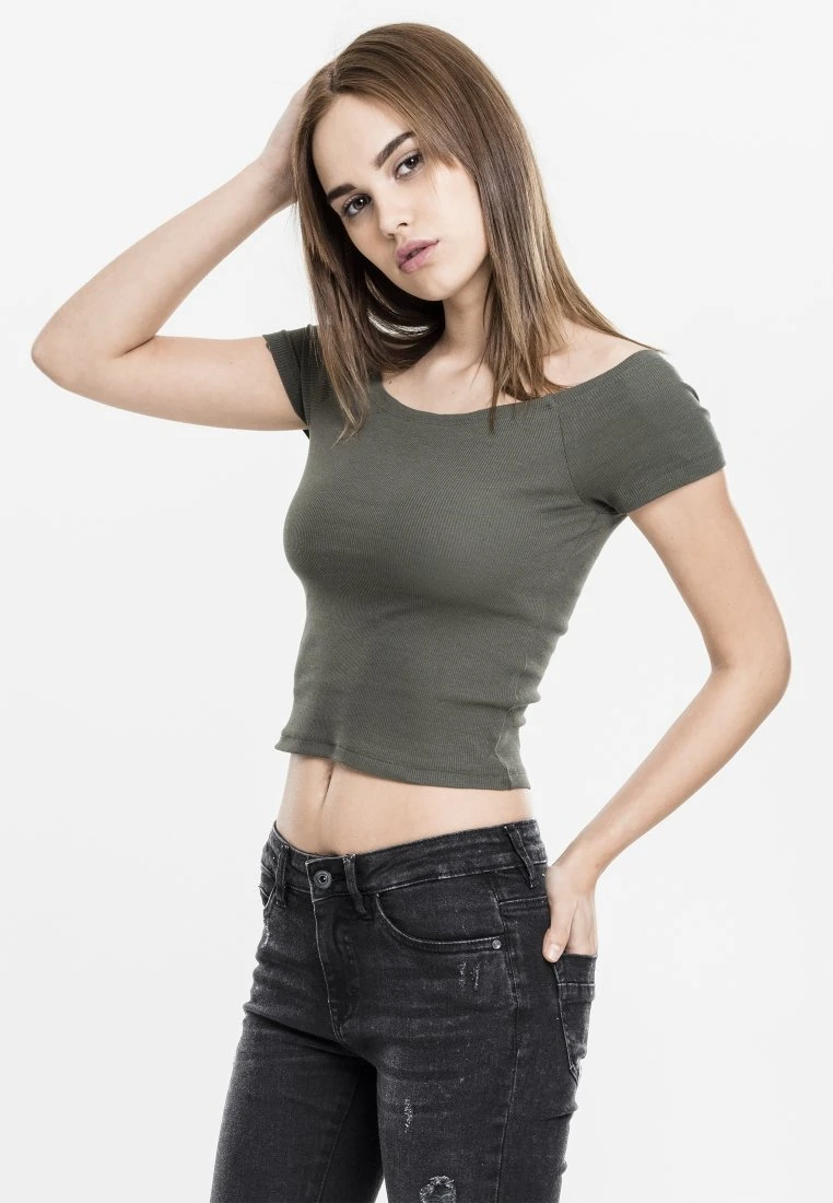 URBAN CLASSICS Off Shoulder - T-Shirt Basic - Olive 3 URBAN CLASSICS Off Shoulder - T-Shirt Basic - Olive
