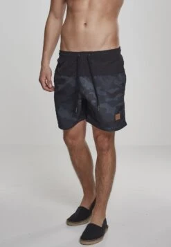URBAN CLASSICS Block - Zwemshorts - Blk/Darkcamo