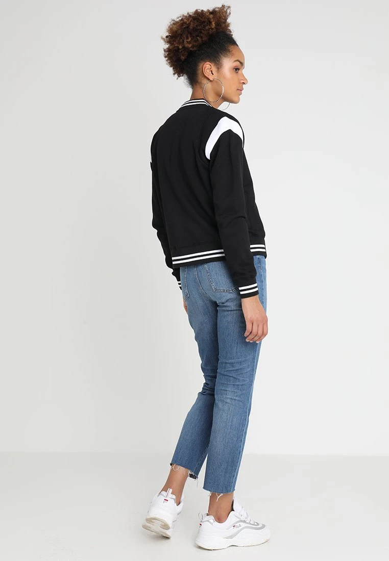URBAN CLASSICS Ladies Inset College Jacket - Sweater Met Rits - Black/White 5 URBAN CLASSICS Ladies Inset College Jacket - Sweater Met Rits - Black/White - Afbeelding 3