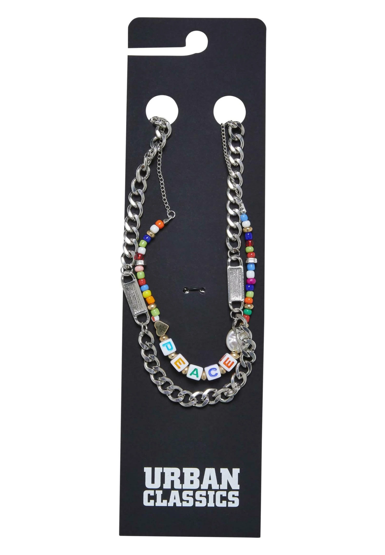 URBAN CLASSICS Peace Bead Layering 2-Pack - Ketting - Silver 6 URBAN CLASSICS Peace Bead Layering 2-Pack - Ketting - Silver - Afbeelding 4