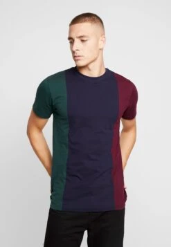 URBAN CLASSICS Tripple Tee - T-Shirt Print - Bottlegreen/Midnightnavy