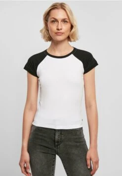 URBAN CLASSICS Stretch Retro Baseball - T-Shirt Print - White Black