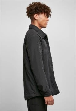 URBAN CLASSICS Padded Nylon Shirt Jacket - Jas - Black -Urban Classics ff58a4bbbb5b4ebbb0e9c7cc96f19006